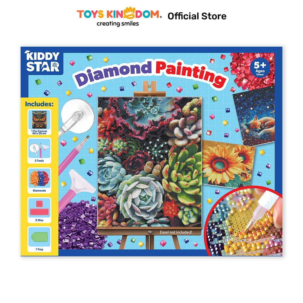 Toys Kingdom Kiddy Star 40x50 cm Set Diamond Painting Flowers Lukisan Kristal Mozaik Kit Hobi Keraji