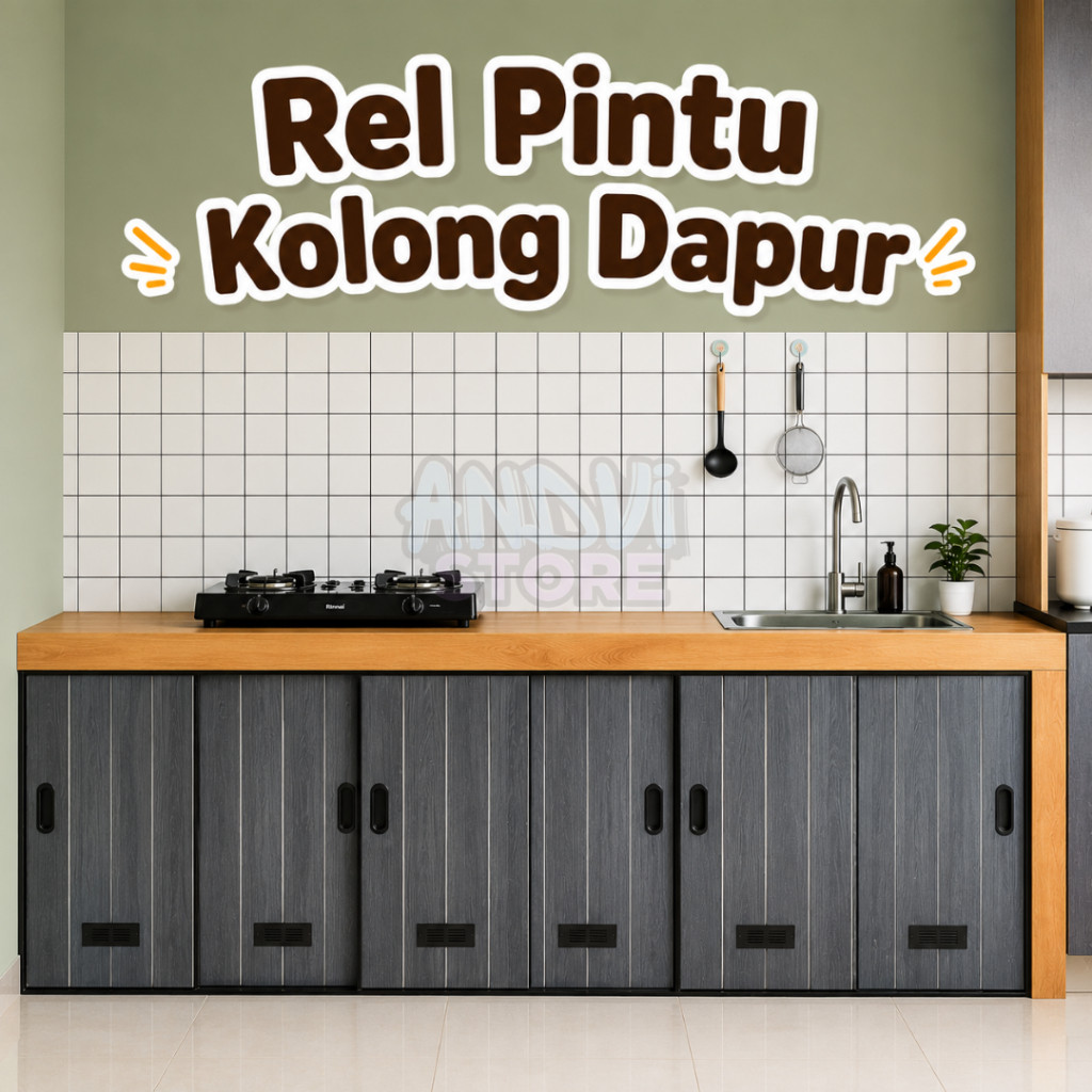 Rel Aluminium M 2 Jalur Pintu Kolong Dapur | Rel Sliding PVC | Rel Pintu Geser Kitchen Set | Bisa Cu