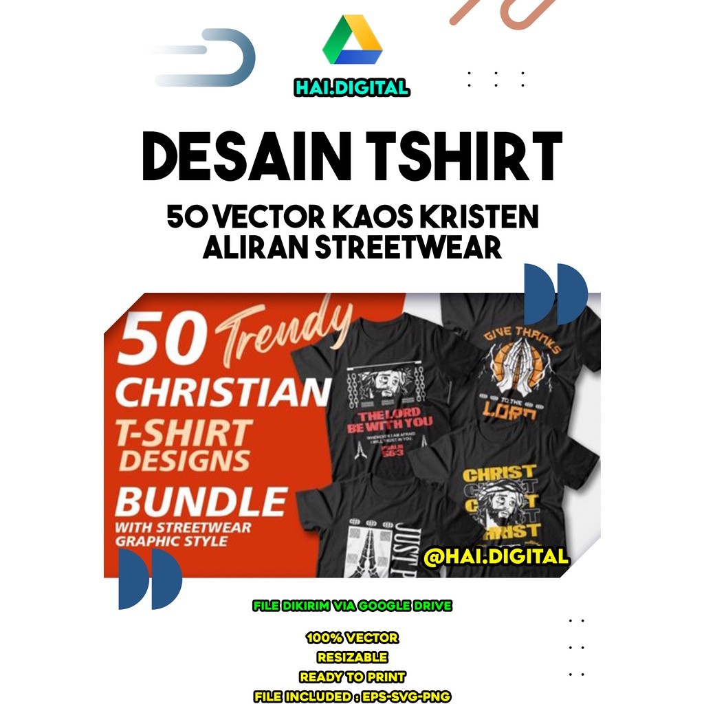 50 Desain Vector Kaos Kristen Aliran Streetwear