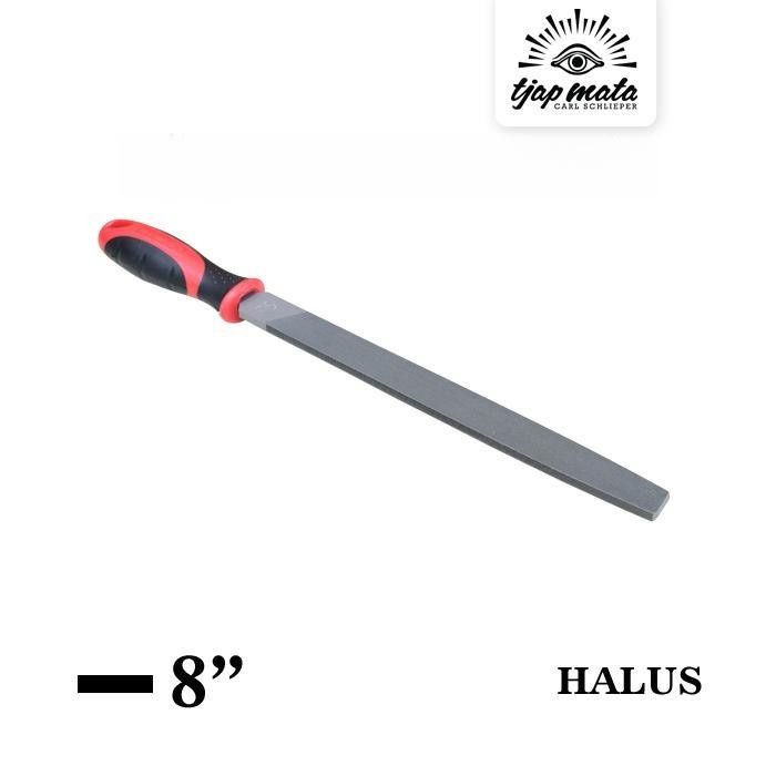 Kikir Besi Flat (Halus) 8", Gagang Karet Original TJAP MATA / CAP MATA