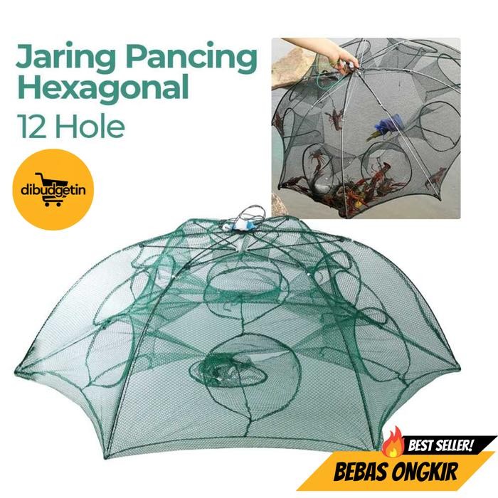 Jaring Pancing Ikan Hexagonal 12 Hole Fishing Net Trap Cage - H14572