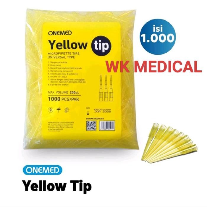 Mikropipet yellow tip micropipette tips universal max vol. 200mcl 1000 pcs