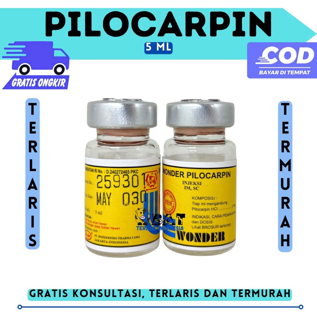 PILOCARPIN 5 ML WONDER - Obat Kembung & Kolik Sapi Kuda Kambing Domba Anjing Kucing