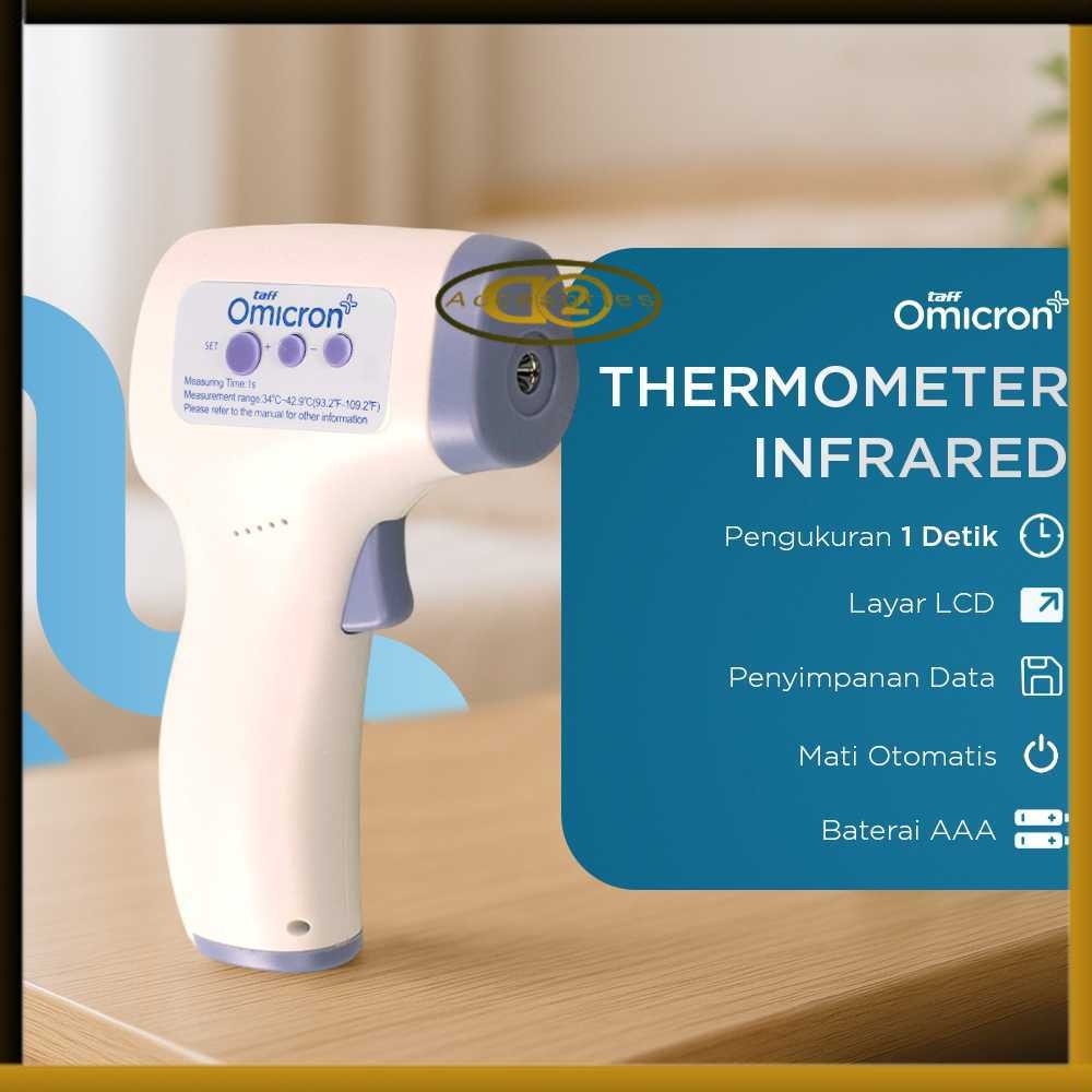 PROMO TaffOmicron Termometer Suhu Badan Digital Thermogun Infrared Memory - AD801 Termurah dan Terla