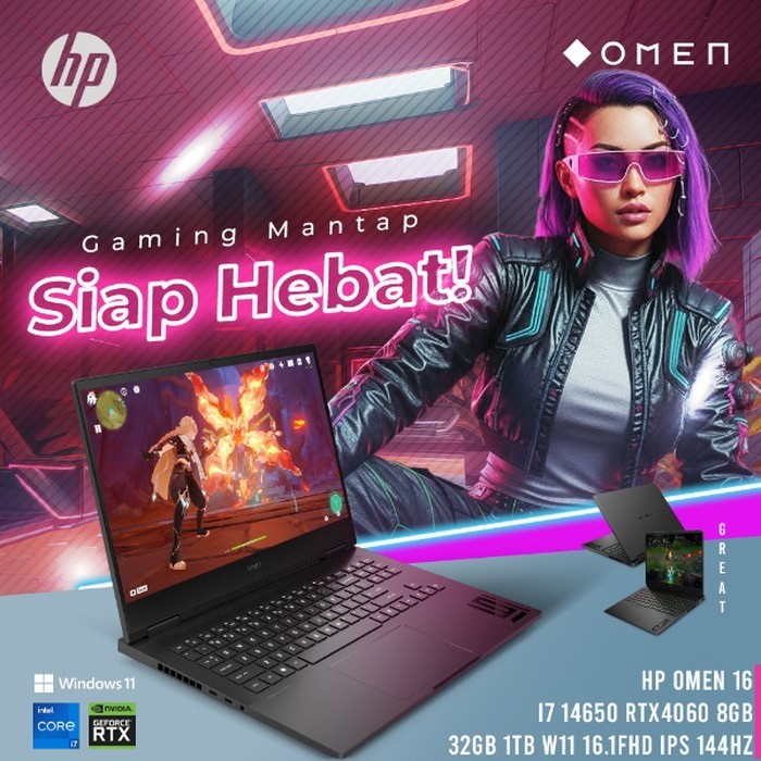 HP OMEN 16 I7 14650 RTX4060 8GB/ 32GB 1TB W11 16.1FHD IPS 144HZ