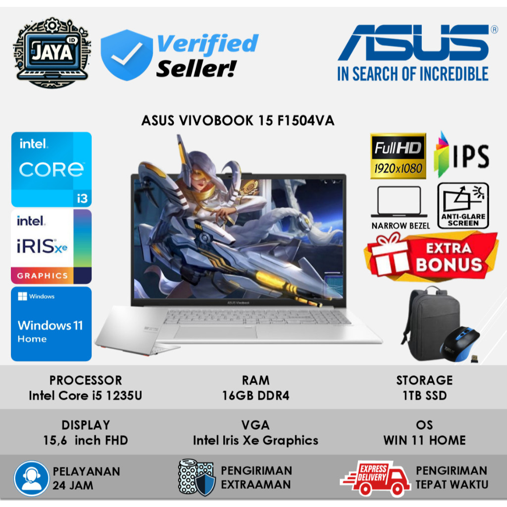 Laptop ASUS Vivobook 15 F1504VA Intel Core I5 1334U 8GB 512GB 15.6 FHD IPS Windows 11 Home