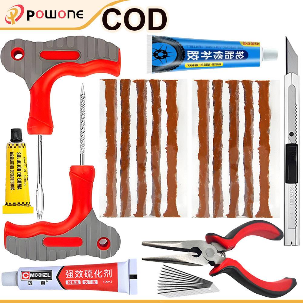 Kit Perbaikan Ban Mobil Sepeda Motor Set Alat Lem Perbaikan Ban Set Alat Penusuk Ban Tubeless