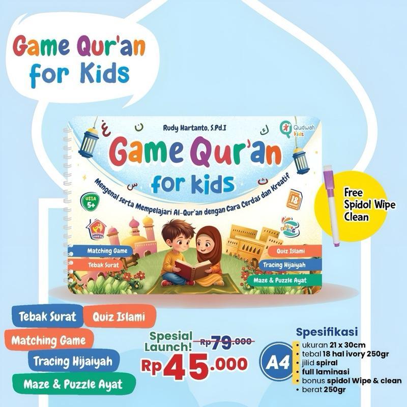 Game Quran for Kids - matching game - tebak surat - Quiz Islami - Tracking Hijaiyah - Maze & Puzzle 