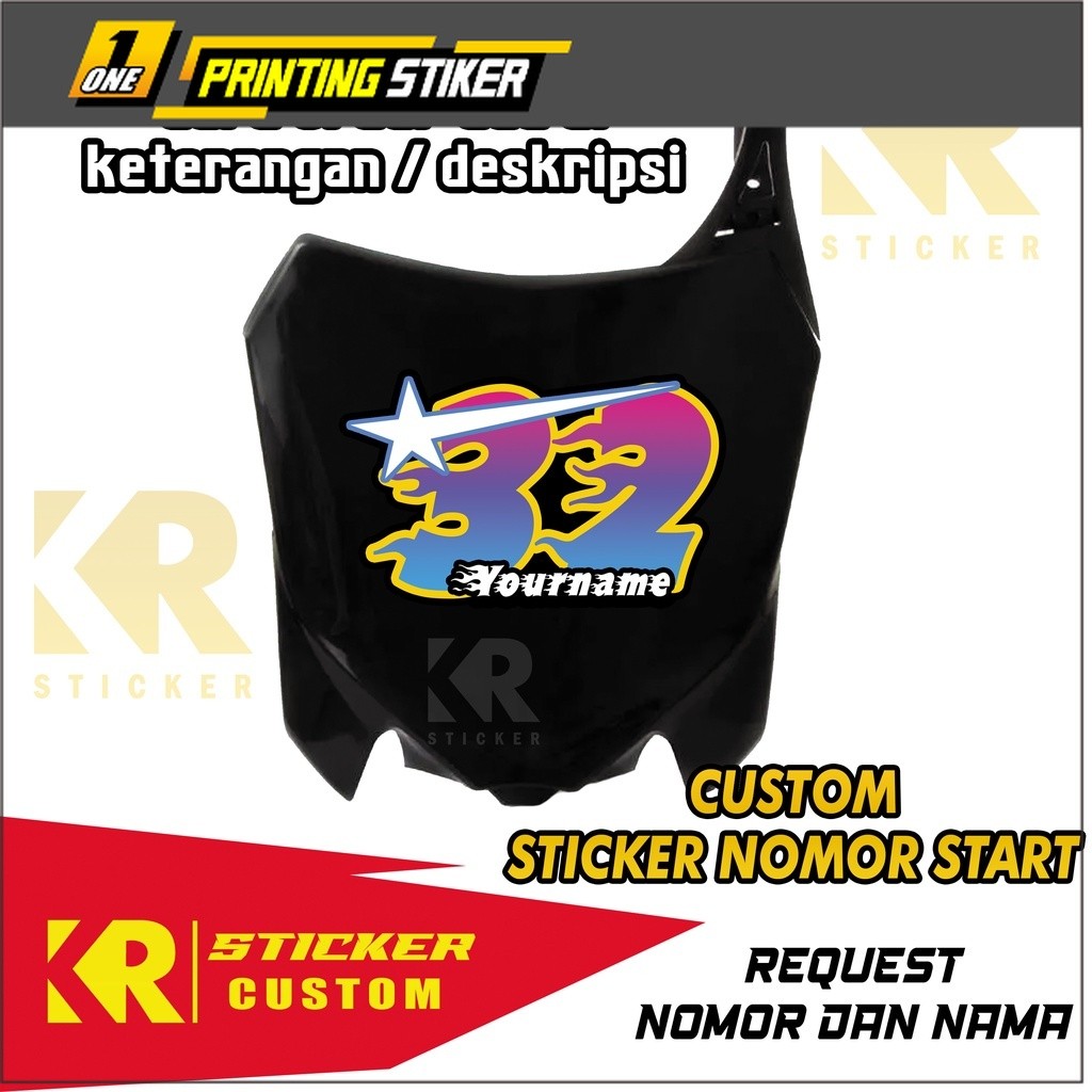 Stiker Custom Papan Nomor Stiker Nomor Start Sticker Nomor Balap | Lebar Rata-rata