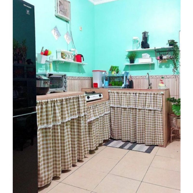 MURAH tirai/gordeng meja kompor/ kolong dapur/jendela dengan renda