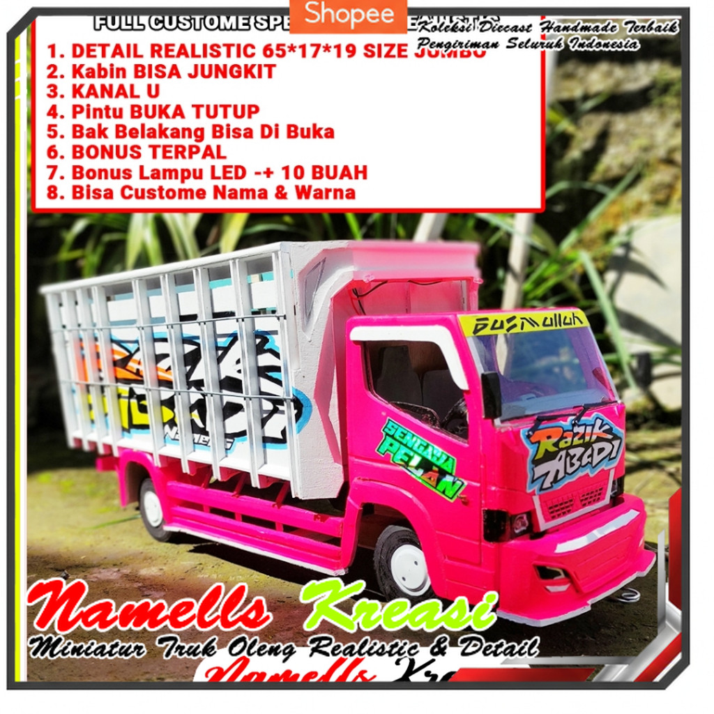 NAMELLS KREASI MAINAN TRUK OLENG SPESIAL FULL CUSTOME SPEK DETAILING REALISTIC PLUS LAMPU LED TERPAL
