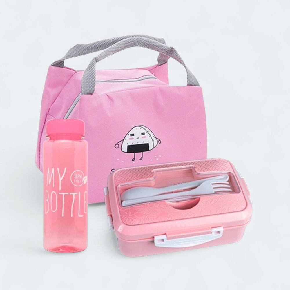 ORIGIN H || Kotak Makan Set Lunch Box Botol Minum Tas Bekal Sendok Garpu Bekal Sekolah Anak Dewasa
