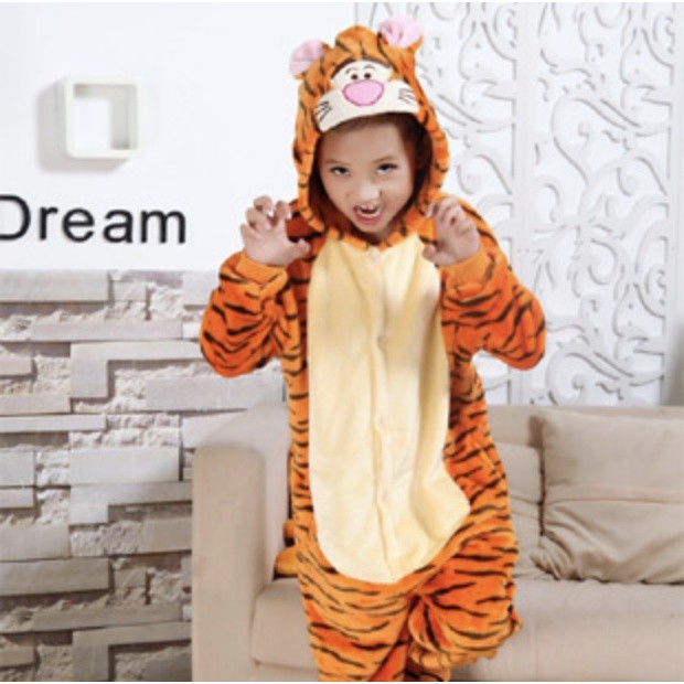 BAJU KOSTUM ONESIE TIGER ONE SIE HARIMAU KIGURUMI MACAN PIAMA WINNIE THE POOH PIYAMA TIGGER COSPLAY 