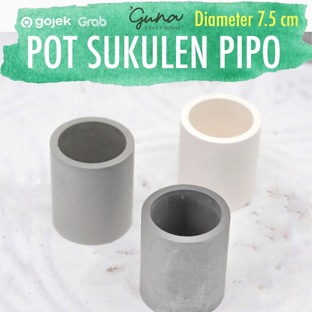 Pot Semen Pipo Putih - Pot Semen Tabung Pot Tanaman Murah - Dekorasi Taman