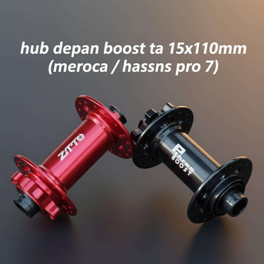 MEROCA HASSNS PRO Hub Depan Premium TA 15x110mm Thru Axle Boost, 32 Hole Six (6) Bolt, Sealed Bearin