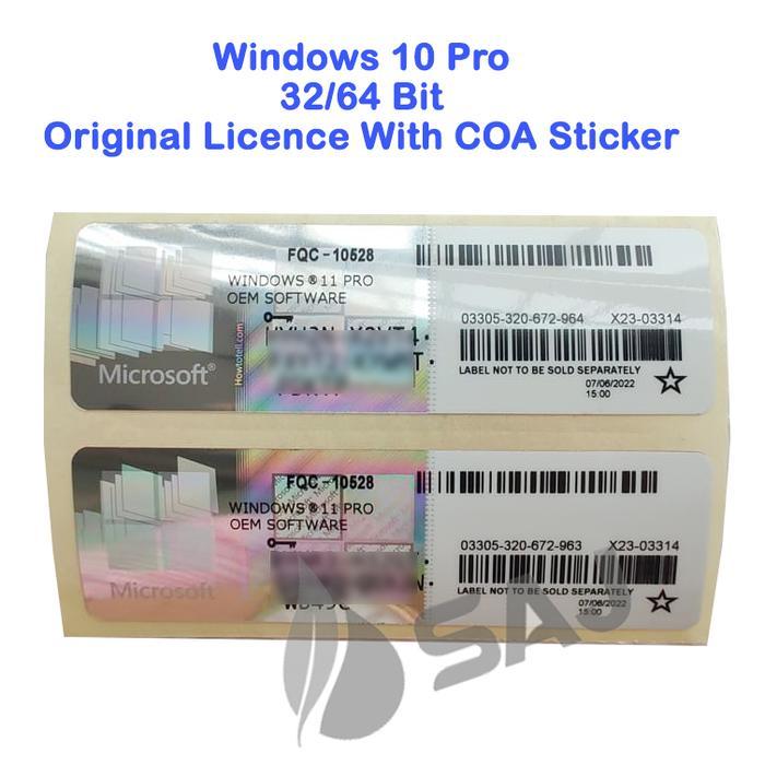 Lenoconter Windows 10 Pro 32/64 Bit {plus DVD} - Digital Licence With Stiker Key (COA Original)