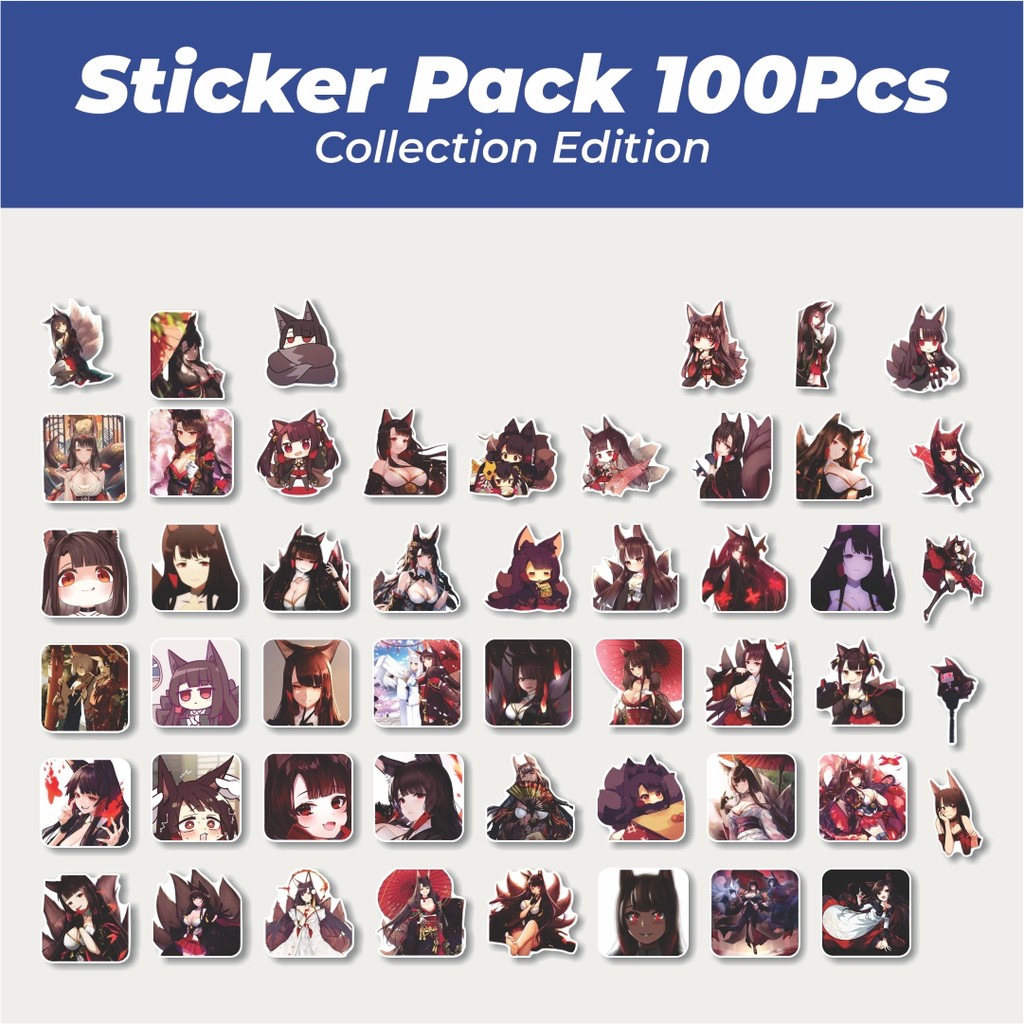 Hot Stiker Stiker AKAGI AZUR LANE Lucu Anti Air Stikers Berperekat Waterproof Sticker Decal Buat Mot