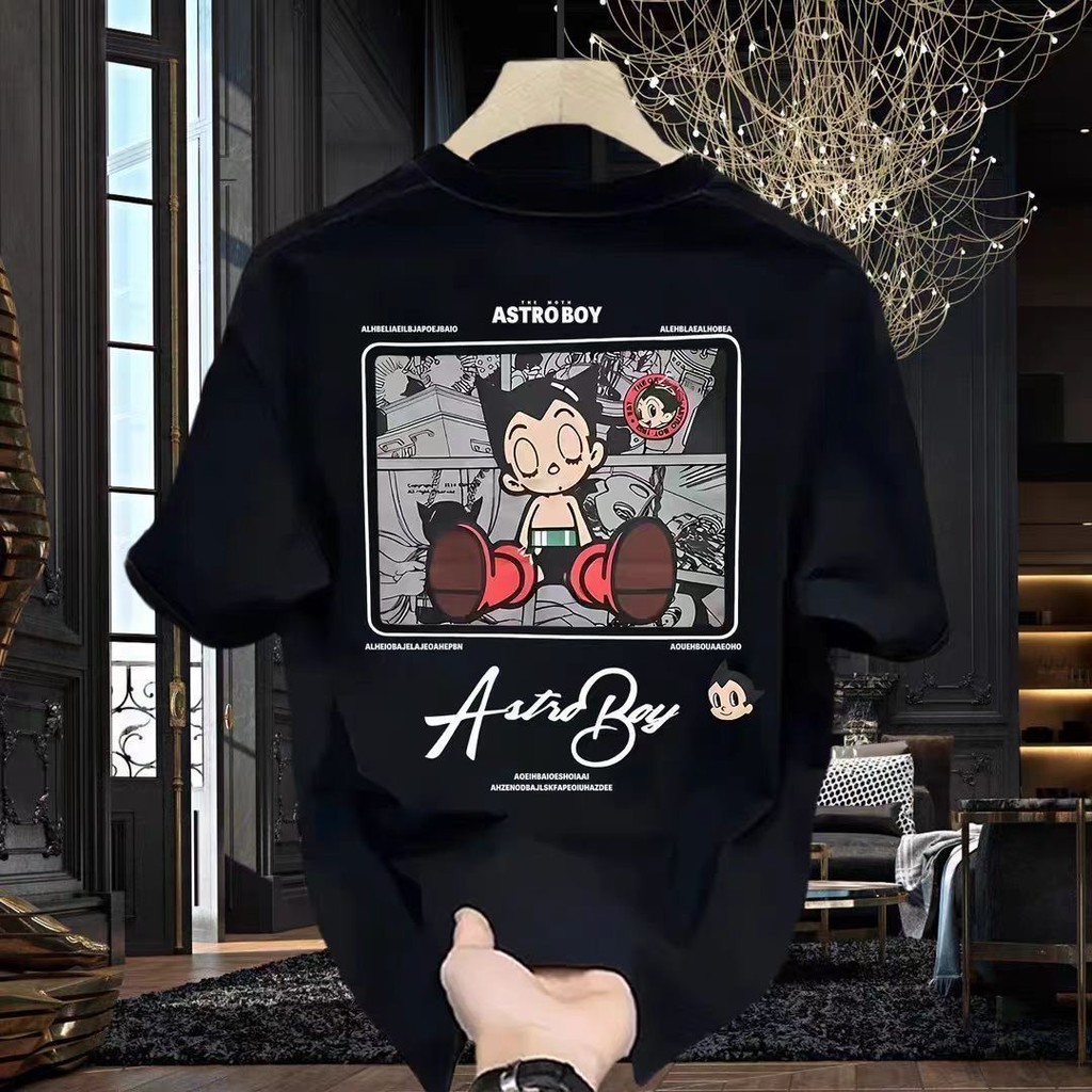 Kaos Lengan Pendek Oversize Pria Wanita - Sablon Astro Boy Retro Anime Kartun, Katun Premium Nyaman 