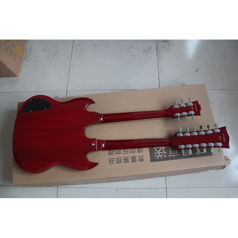 Factory custom 12 string +6 string  Double Neck  electric guitar Wine Red 1275 guitar 417
