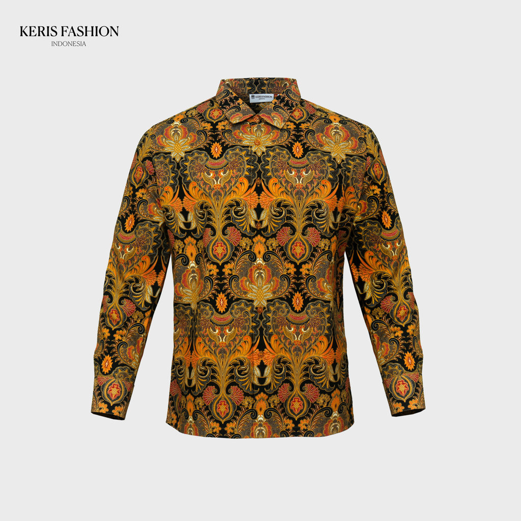 Keris Gallery Kemeja Slimfit Lengan Panjang Motif Kuncup Mekar - Kuning