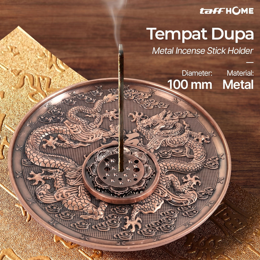 TaffHOME Tempat Dupa Stick Incense Holder Metal Plate Dragon - HS102 -0001