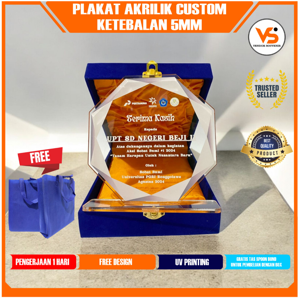 Plakat/Vandel Akrilik Custom Ketebalan 5MM