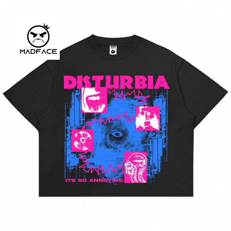 WoopieProject - Kaos Disturbia Hitam Putih Model Boxy Fit 24s