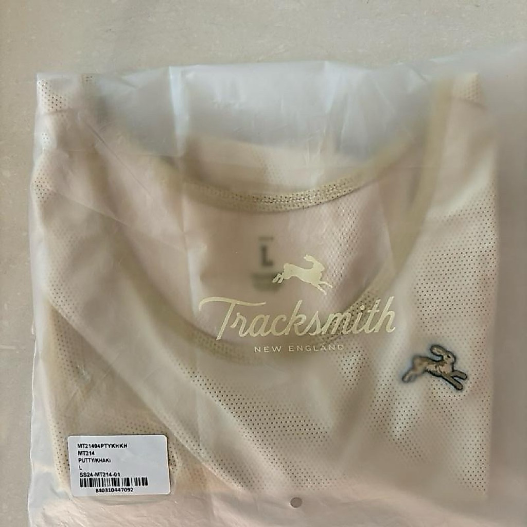 Tracksmith singlet pria second putty / khaki 100% original - L