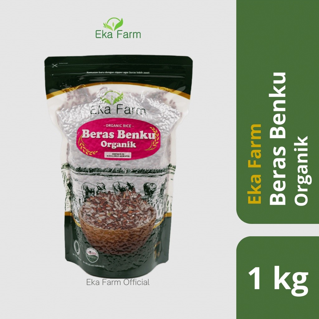 Beras Diet Benku Organik Eka Farm 1kg Kemasan Vakum Beras Sehat untuk Pola Makan Terkontrol