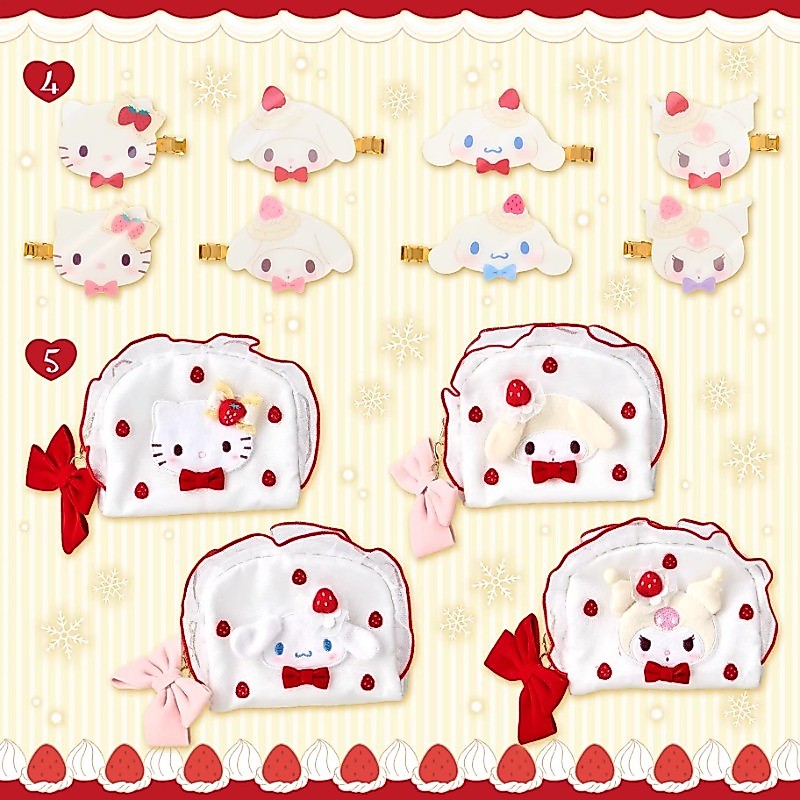 Sanrio Strawberry Shortcake Doll Hanging Kitty Melody Kuromi Cinnamorol Storage Bag Hair Clip