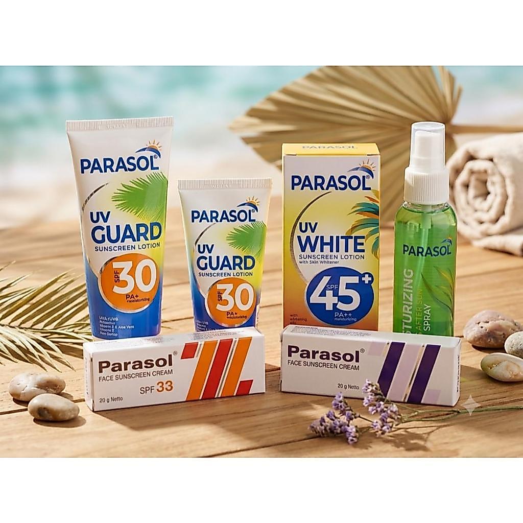 Parasol Sunscreen Lotion & Cream SPF 30 45+ PA+ PA++ DAN MOISTURIZING AFTER SUN SPRAY MELEMBABKAN DA