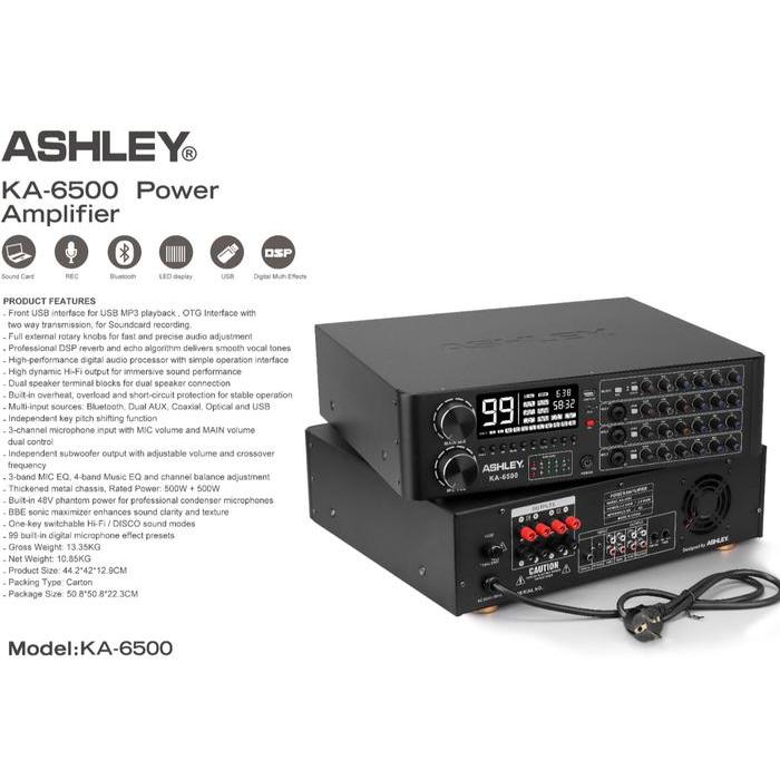 POWER AMPLIFIER KARAOKE ASHLEY KA6500 KA 6500