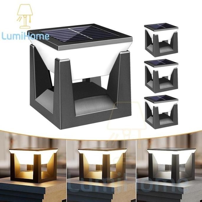 Lampu Taman Surya Minimalis Tahan Air Ip67 / Lampu Pilar Tenaga Surya Outdoor / Lampu Tiang Surya Le