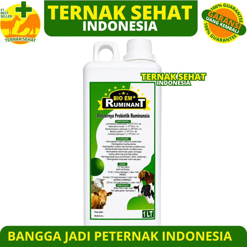 BIO EM PLUS Probiotik Cair Ternak 1LT/TON Pakan Sapi Domba Kambing Untuk Fermentasi Pakan - Ternak S