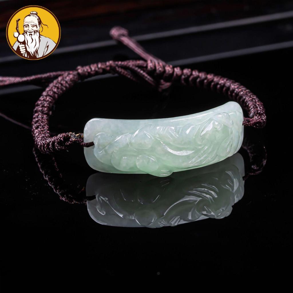 Dengan Sertifikat：Batu giok alami, tangan Pixiu, tali tangan anyaman, gelang, gelang.