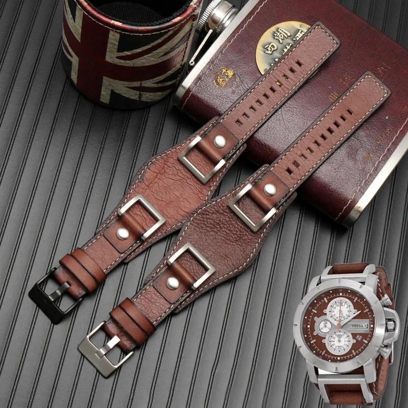 For Fossil JR1157 watband Genuine leather 24mm men wat strap High quality leather bracelet Retro sty
