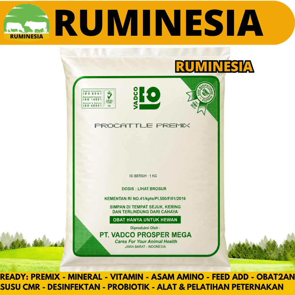 PROCATTLE PREMIX 1 KG VADCO - PRO CATTLE Premix VADCO Vitamin Mineral Sapi Potong Perah Kambing