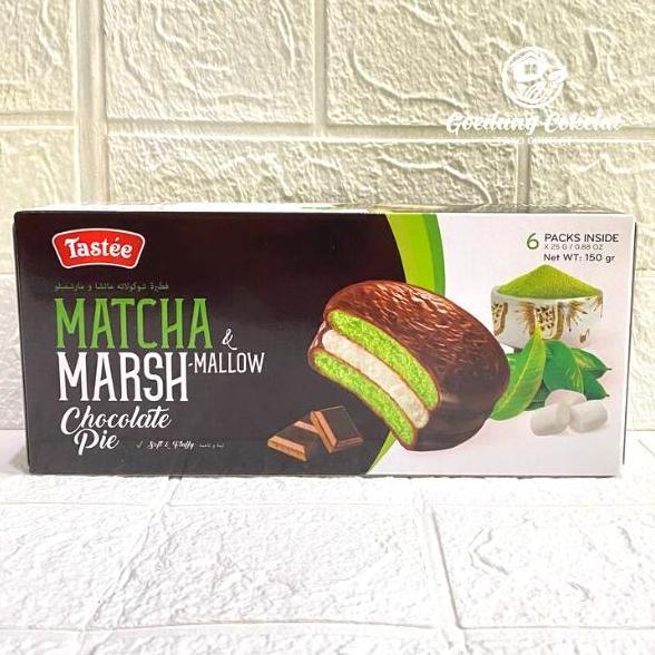 May- Tastee Marshmallow Chocolate Choco Pie Matcha Banana Classic Coconut 150Gr / 1Box Isi 6Pcs