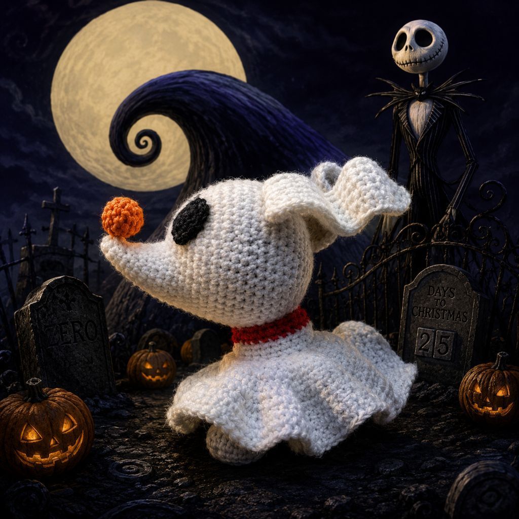 gantungan kunci rajut zero nightmare before christmas