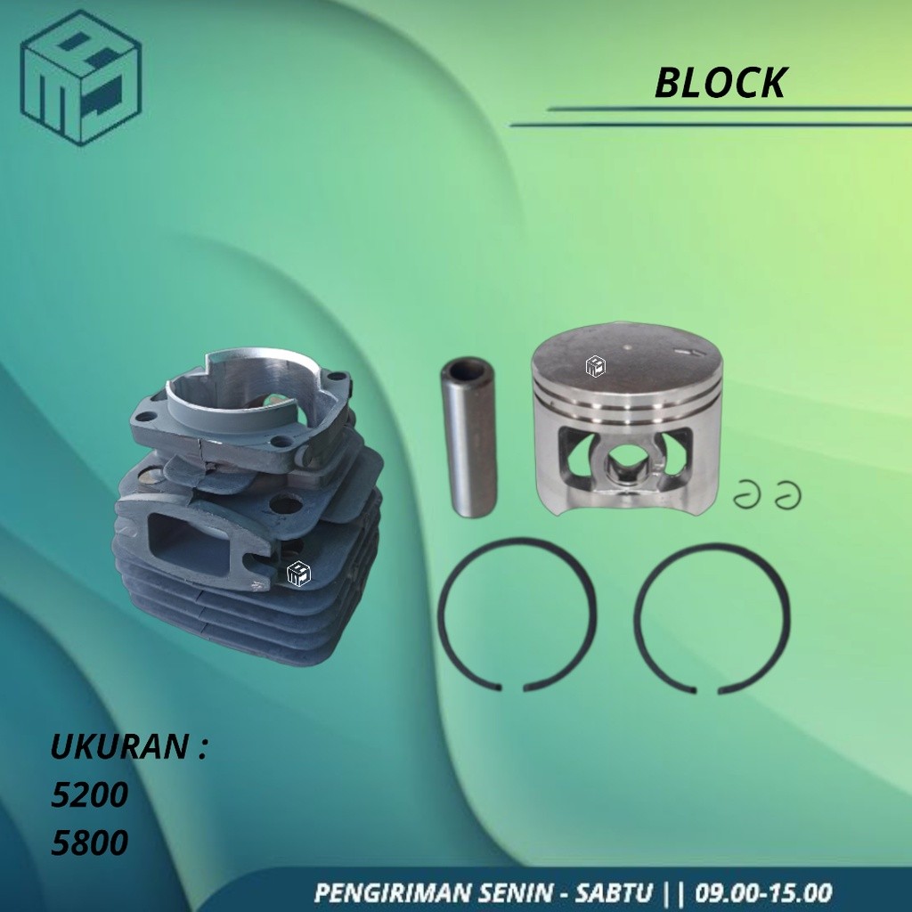 MJA 5200/5800 Block Blok Cylinder Mesin Chainsaw Gergaji Potong Kayu Senso Kecil