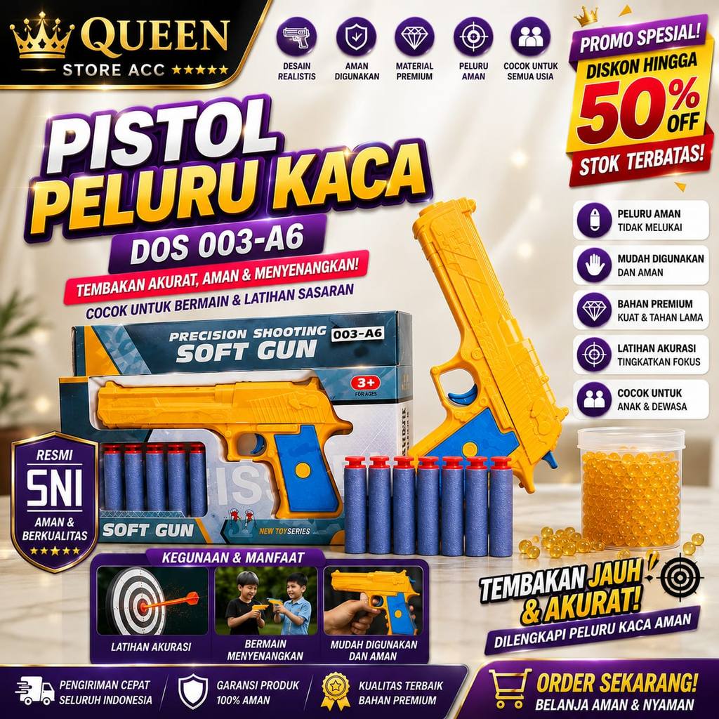Mainan Soft Gun Peluru Gel Water Beads | Mainan Tembak Edukatif Anak SNI