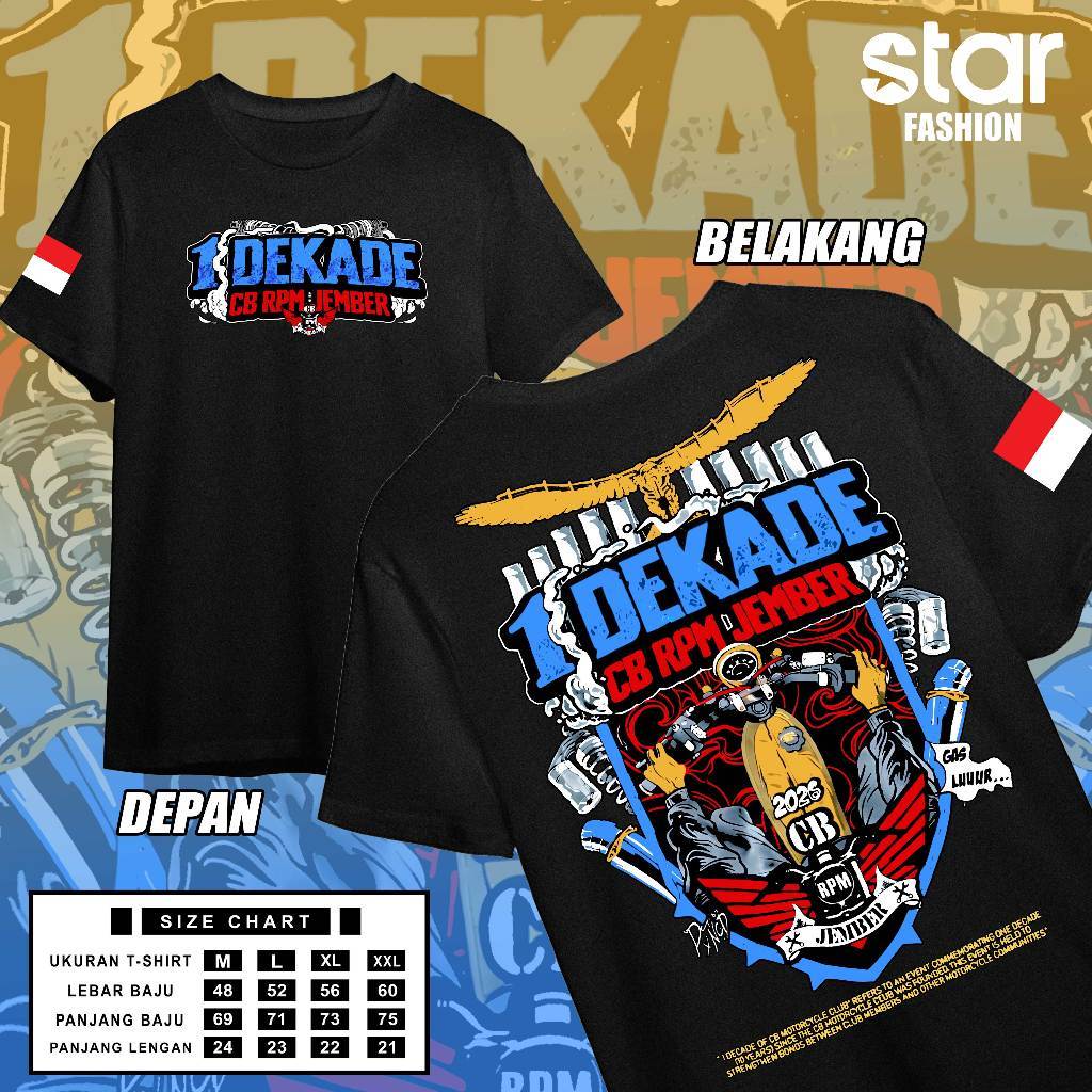 KAOS 1 DEKADE CB RPM JEMBER T-SHIRT SATU DEKADE CB RPM JEMBER