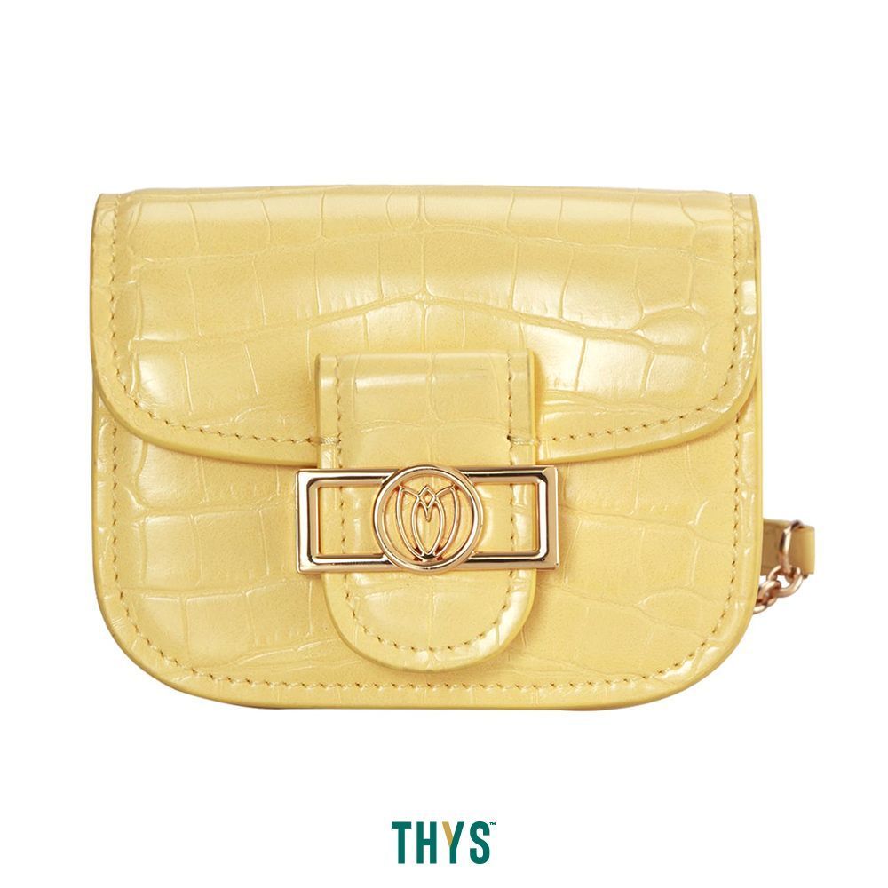 THYS SUSEN Tas Selempang Croco Mini Dengan Bunga 1005 - Kuning Sling Bag Crossbody Bag Tas Bahu Tas 