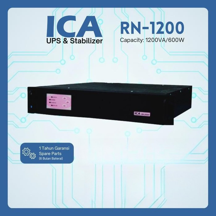 UPS ICA RN 1200 RN1200 1200VA - 600WATT | Rack Mount Type - Line Interactive Pure Sinewave