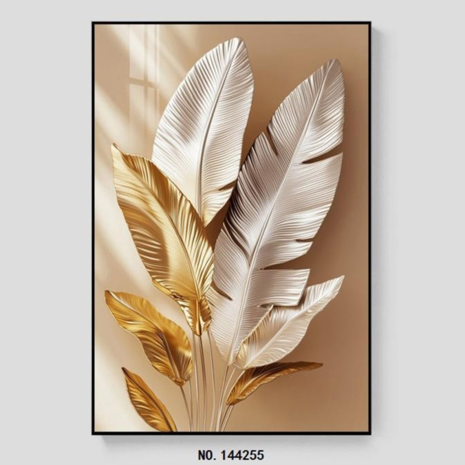 Stiker Dinding Wallpaper Dinding Custom 3D Motif Daun Pisang Emas Luxury Elegant - Bahan Premium Ker