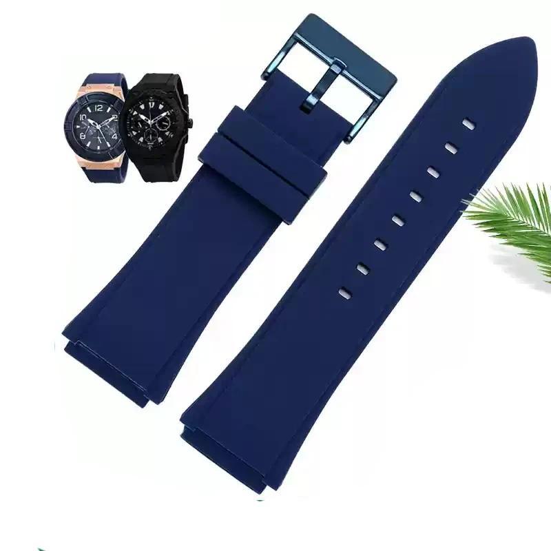 For Guess W0247G3/W0248G5/W0040G6 /W0040G7 /W0040G9/ W0407G2 22mmBlue black soft Rubber watband spor