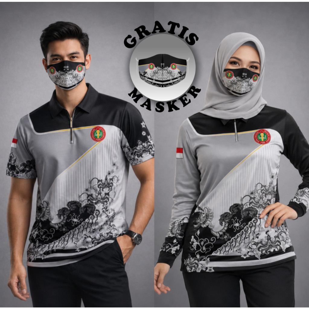 MANSAGAN  Kaos Batik PGRI /Jersey PGRI /Polo PGRI Printing/jersey pgri terbaru / Gratis Masker PGRI