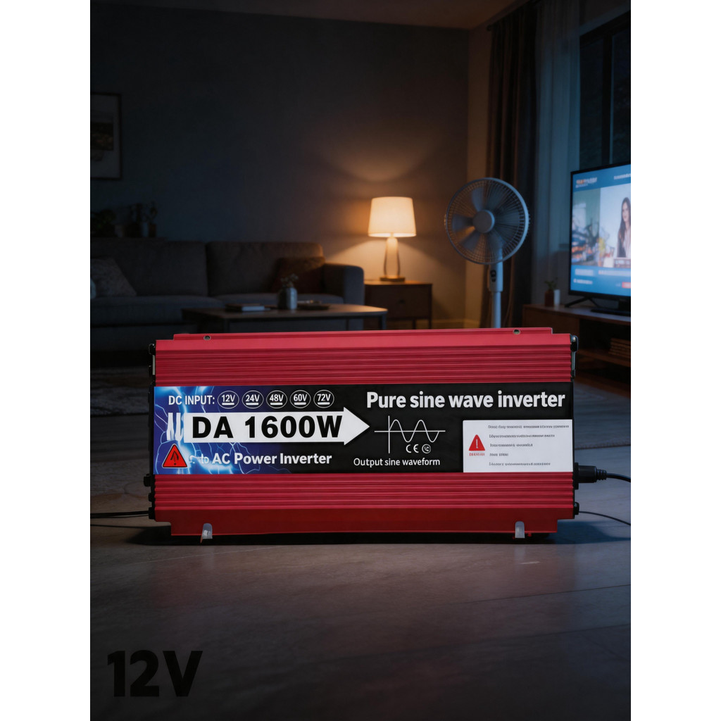 Inverter daya kendaraan PSW 1600W DC 12V ke AC 220V
