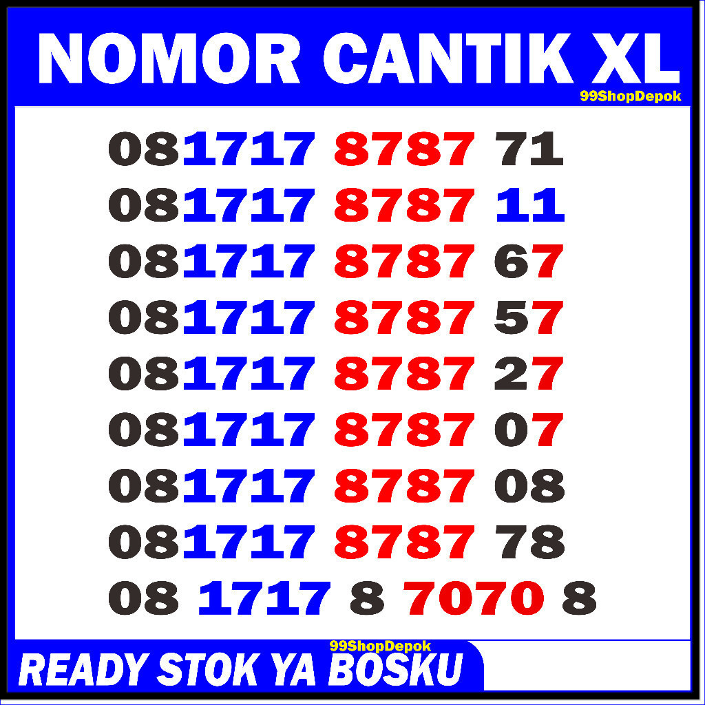 Nomor Cantik XL 1717 8787 XL 8787 Kartu Perdana Nomer Cantik XL 4g 5g 7070 8787 78