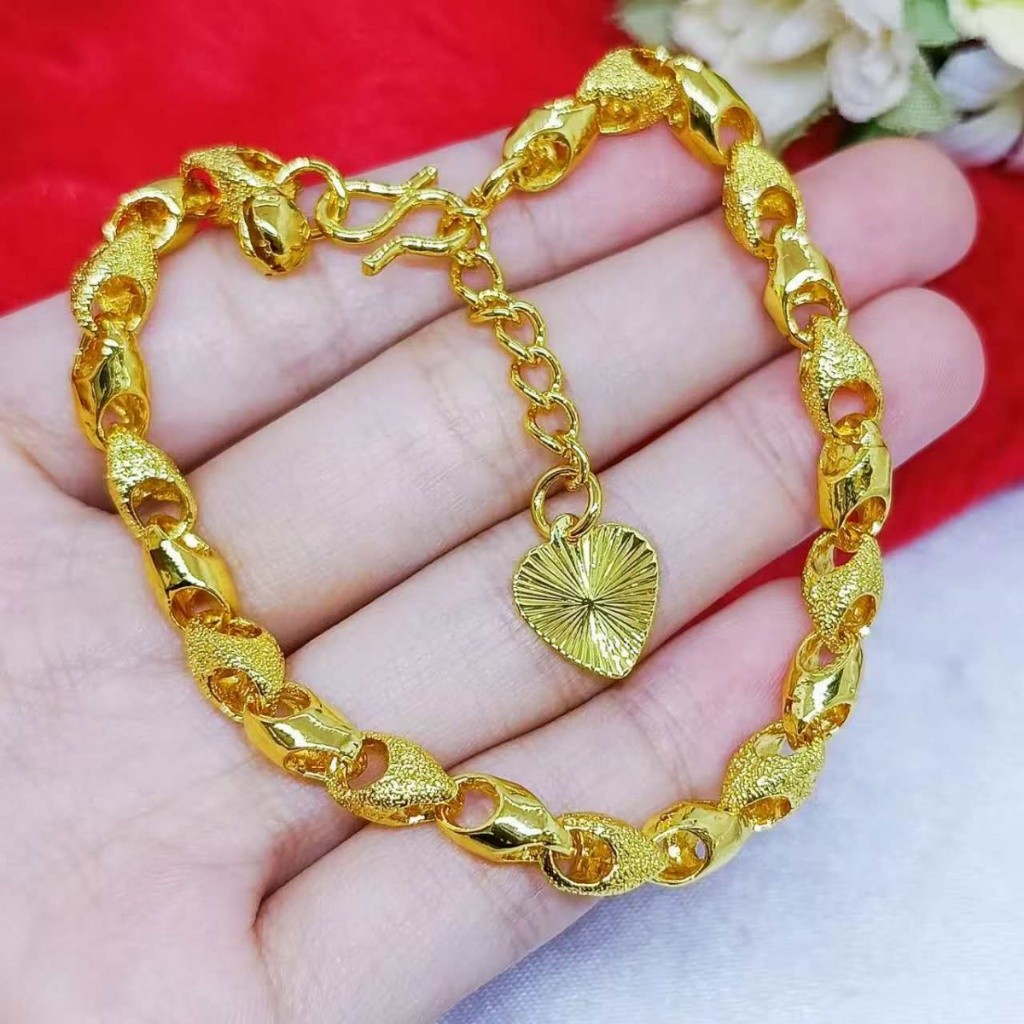 Grosir Gelang Hongkong Emas Asli Bola Bola Elegant Fashion Mewah Gelang Kendari Lapis Emas Mudah Ban